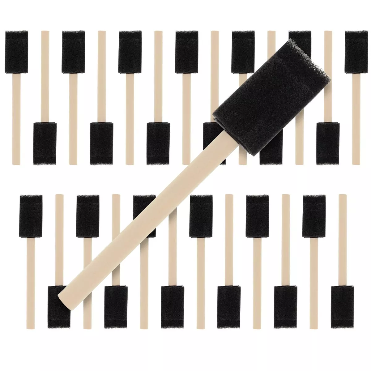 1 inch Foam Sponge Wood Handle Paint Brush Set (Value Pack of 25) - Lightweight durable and great for Acrylics Stains Varnishes Crafts Art