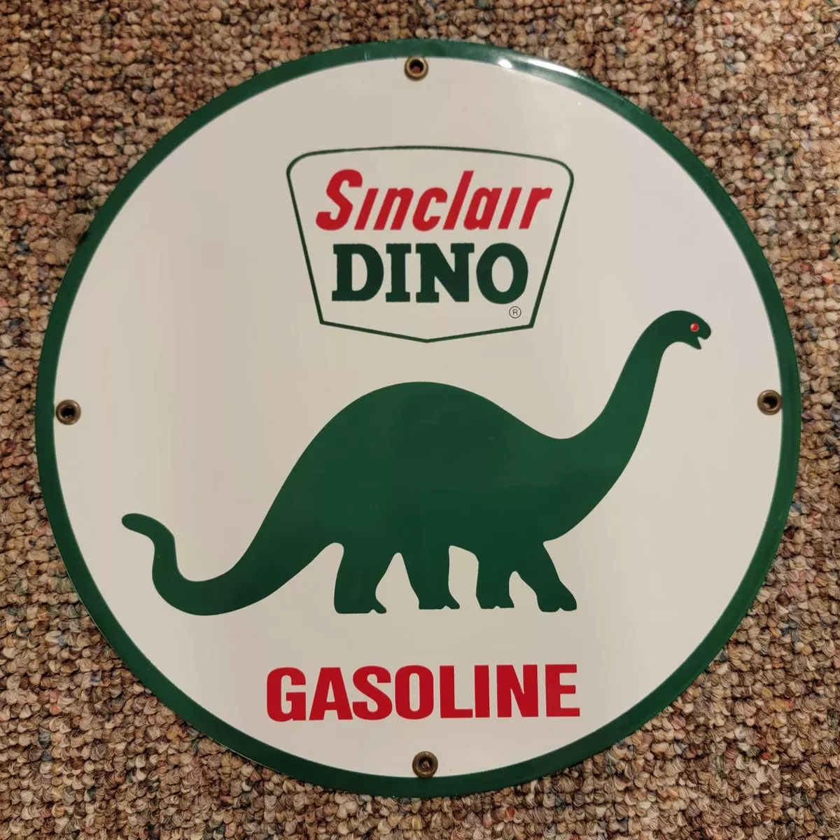 11-5/8" Round Sinclair Dino Gasoline Metal Sign