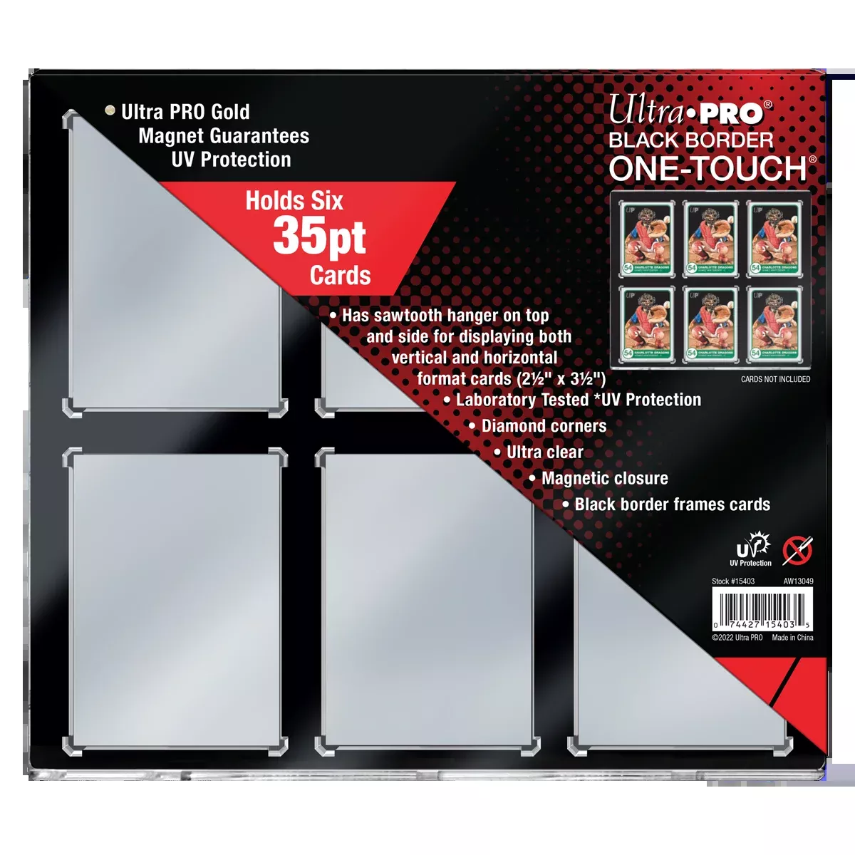 35PT 6-Card Black Border UV ONE-TOUCH Magnetic Holder