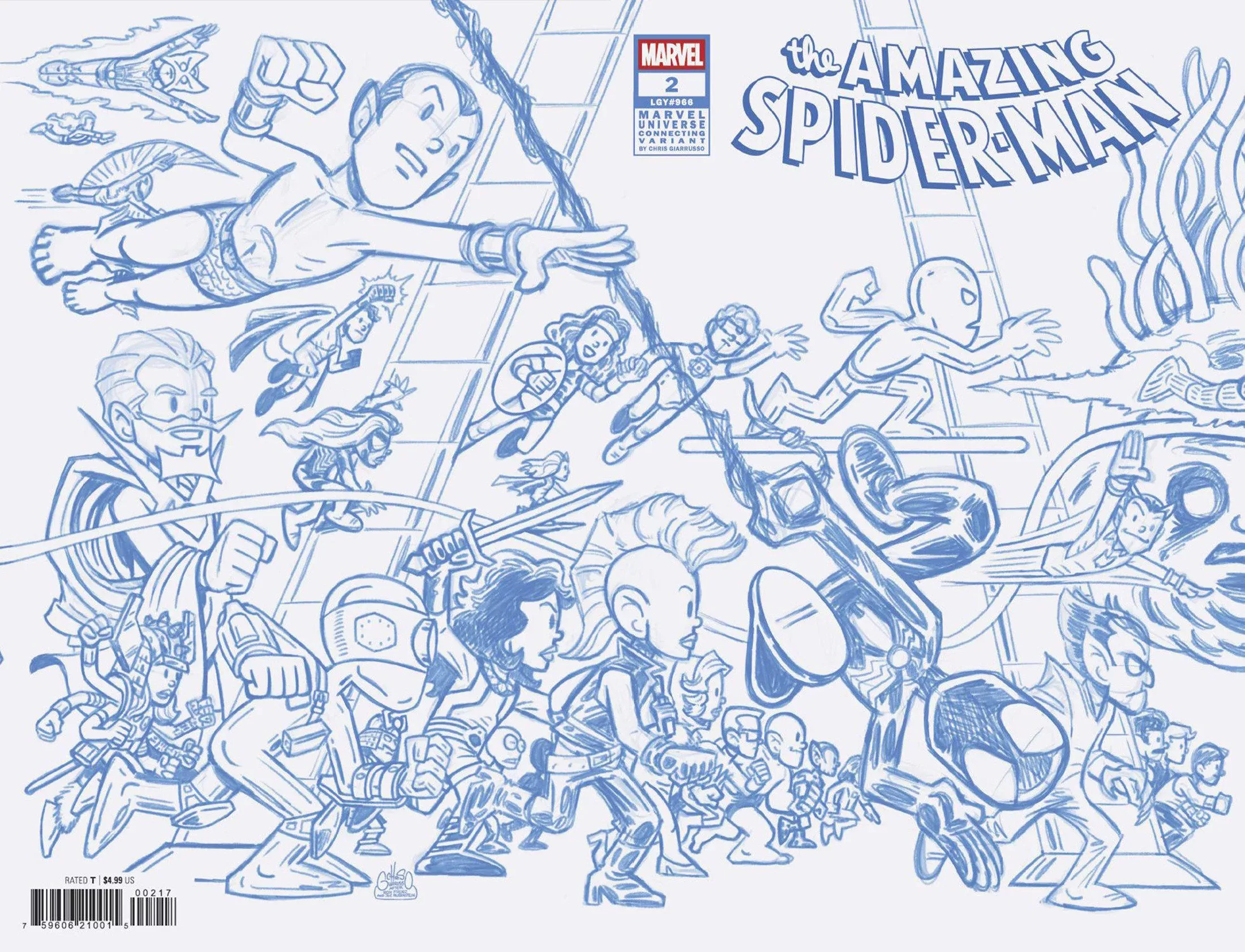 AMAZING SPIDER-MAN #2 CHRIS GIARRUSSO MARVEL UNIVERSE CONNECTING BLUE LINE SKETCH VARIANT L[1:50] CB(04/23/2025)