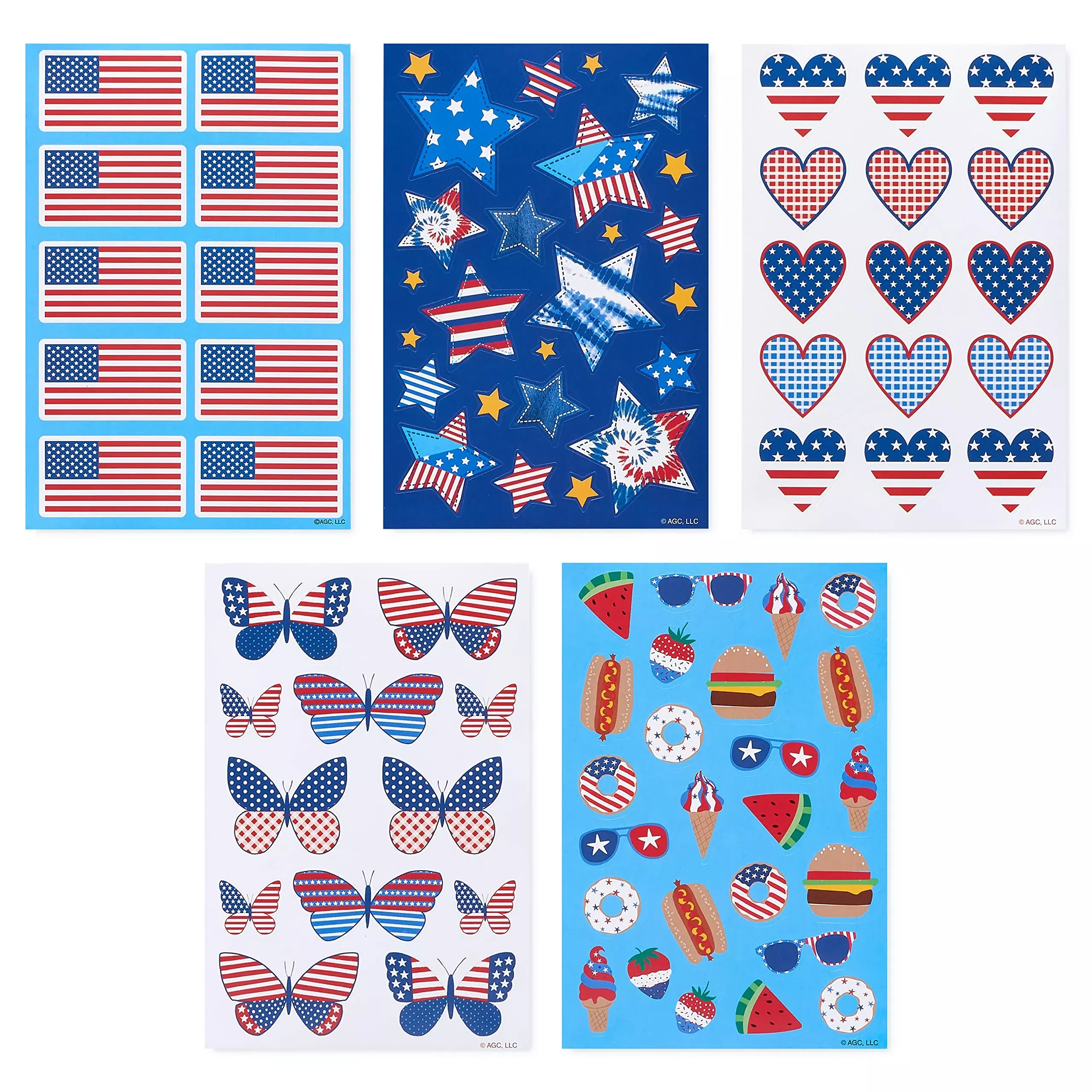 American Greetings Patriotic Sticker Pack for Crafts, 20 Sheets, Red/White/Blue