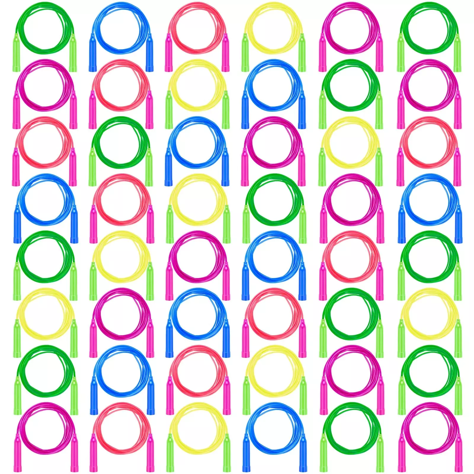Aneco Jump Rope Set 48 Pack, 7.3ft Multicolor PVC Handles