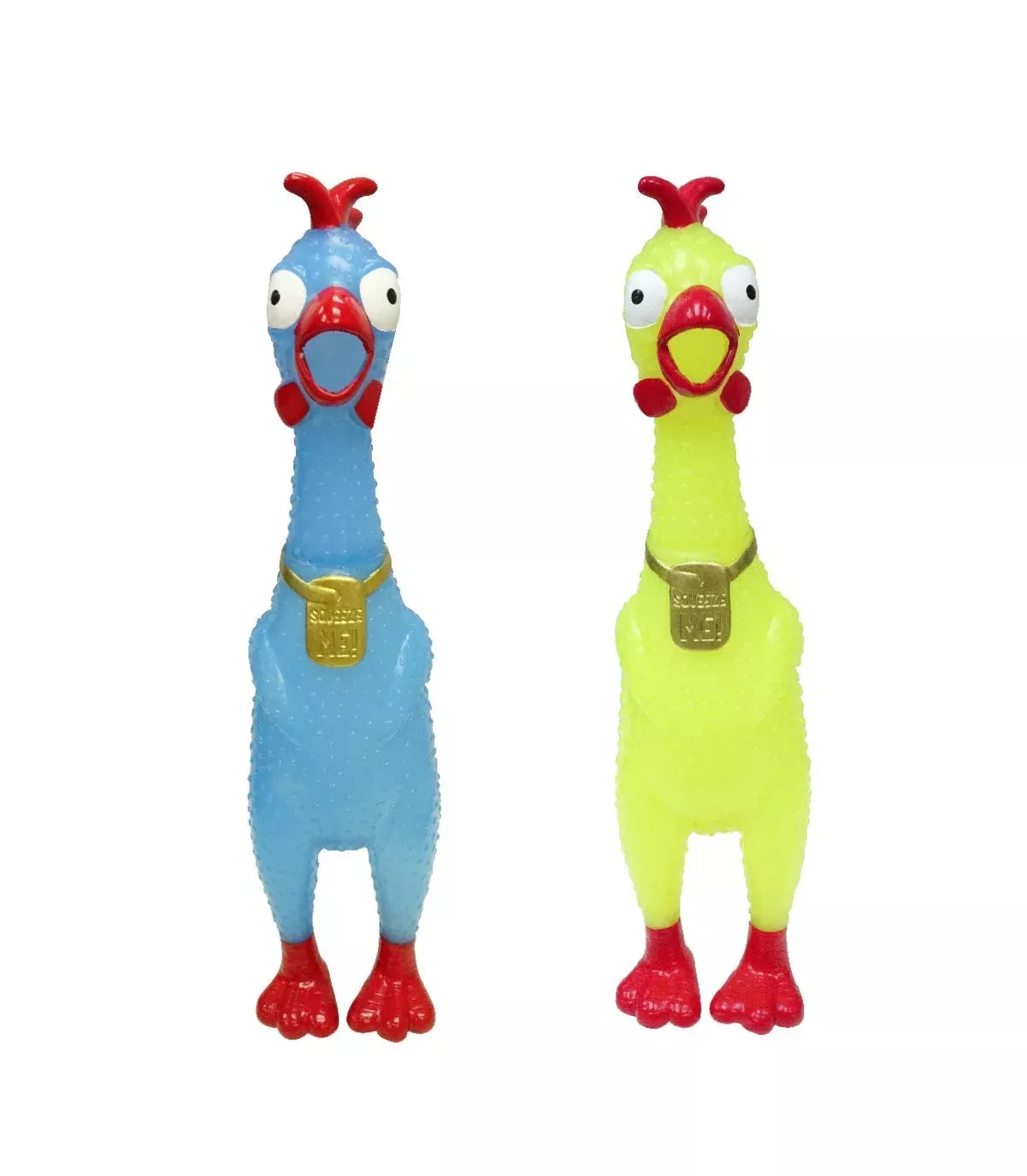 Animolds Squeeze Me Rubber Chicken Toy, Small, Glow in the Dark, 2 Pack
