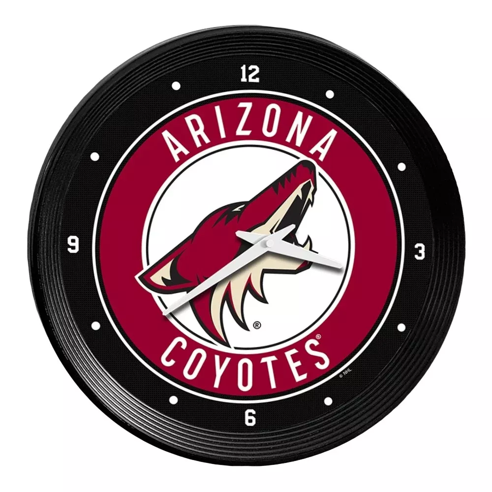 Arizona Coyotes: Ribbed Frame Wall Clock