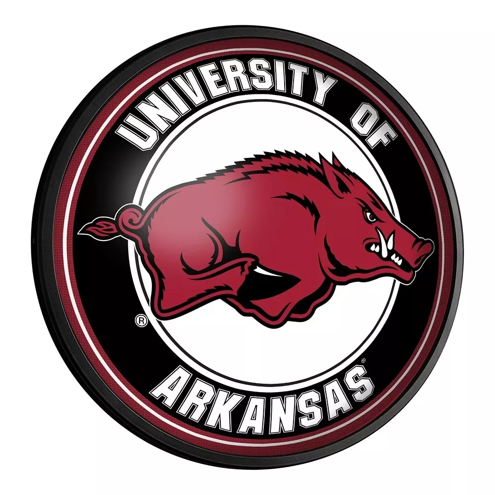 Arkansas Razorbacks: Round Slimline Lighted Wall Sign