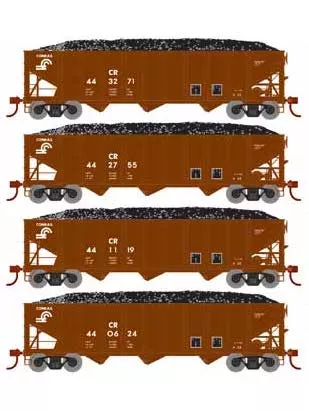 Athearn 15152 HO Scale 40' 3 Bay Ribbed Hopper with Load Conrail CR 4 Pack #2