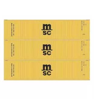 Athearn 17443 N Scale 40' High Cube Container Mediterranean Shipping MSC 3 Pack #2