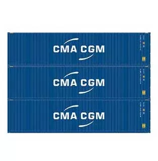 Athearn 28371 HO Scale 40' High Cube Container CMA-CGM ECMU 3 Pack