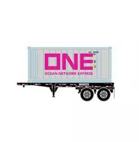 Athearn 28891 HO Scale 20' Intermodal Chassis with Ocean Network Express ONE Reefer Container