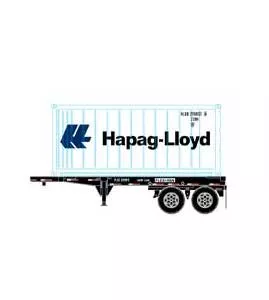 Athearn 28894 HO Scale 20' Intermodal Chassis with Hapag-Llyod HLXU Reefer Container