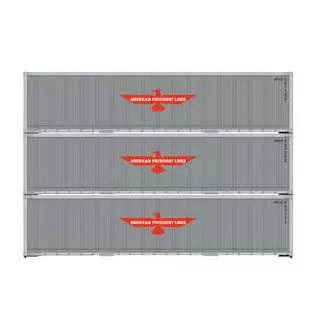 Athearn 63386 HO Scale 40' Smoooth Side Container American President Line APL 3 Pack #2