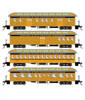 Athearn 84844 HO Scale Overland Passenger Car 4 Pack Denver & Rio Grande Western D&RGW