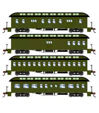 Athearn 84857 HO Scale Overland Passenger Car 4 Pack Great Northern GN