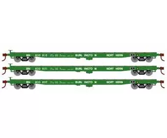 Athearn HO Scale 98081 60' Flatcar Burlington Northern BN 3 Pack