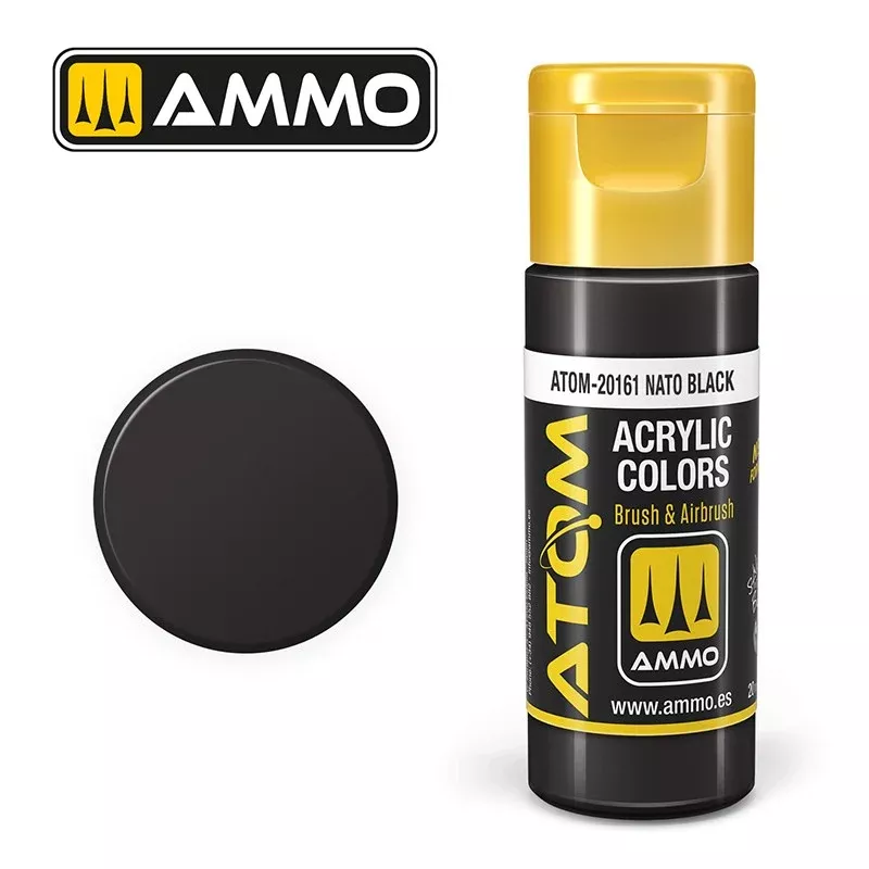 ATOM: NATO Black Acrylic Paint 20ml Bottle