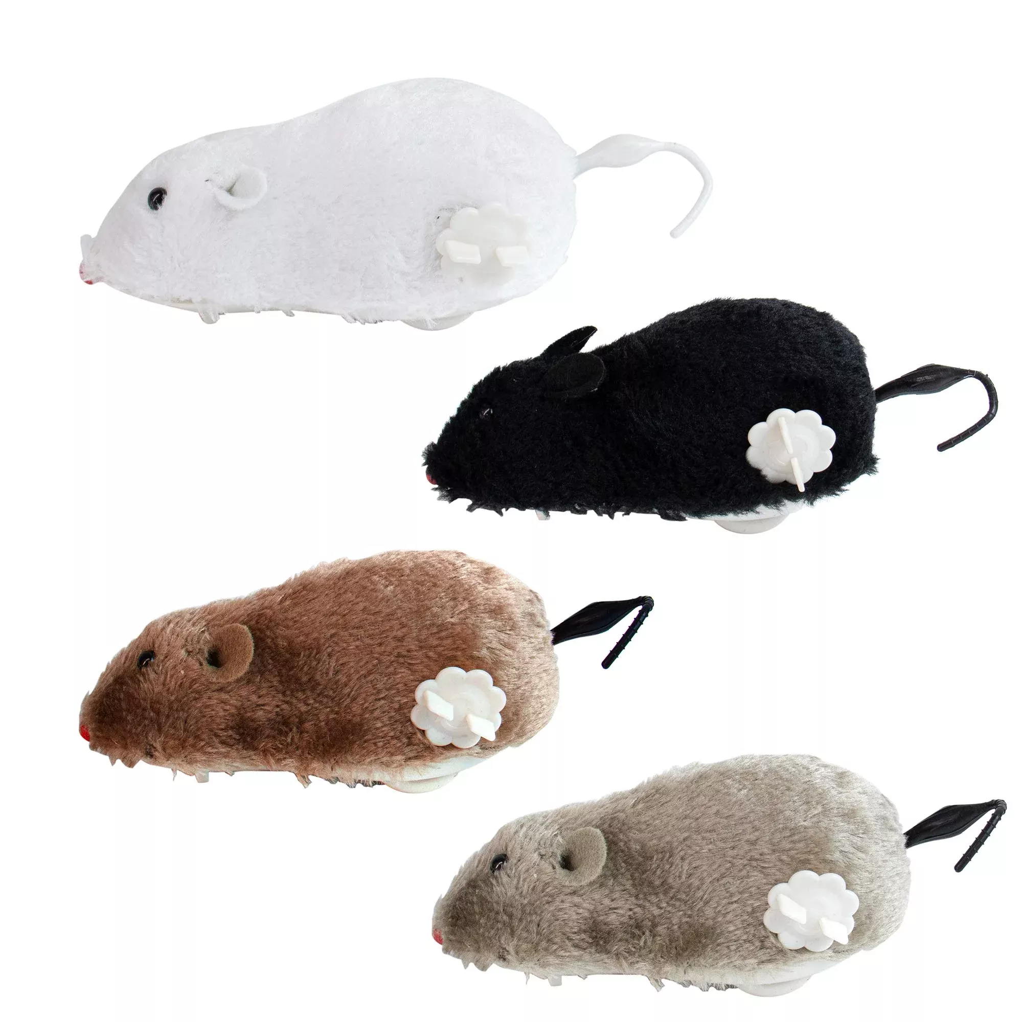 AUEAR Wind Up Racing Mice, Plush and Plastic, 6x2.2