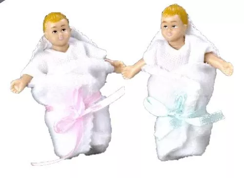 Aztec Imports Dollhouse Miniature Babies 2" White 2PCS