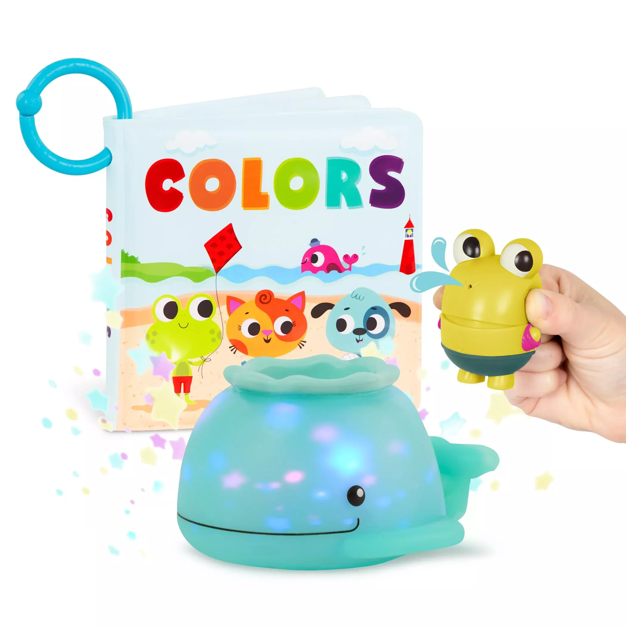 B. toys Bath Toys Set - Light-Up Whale & Color-Changing Frog, Multi