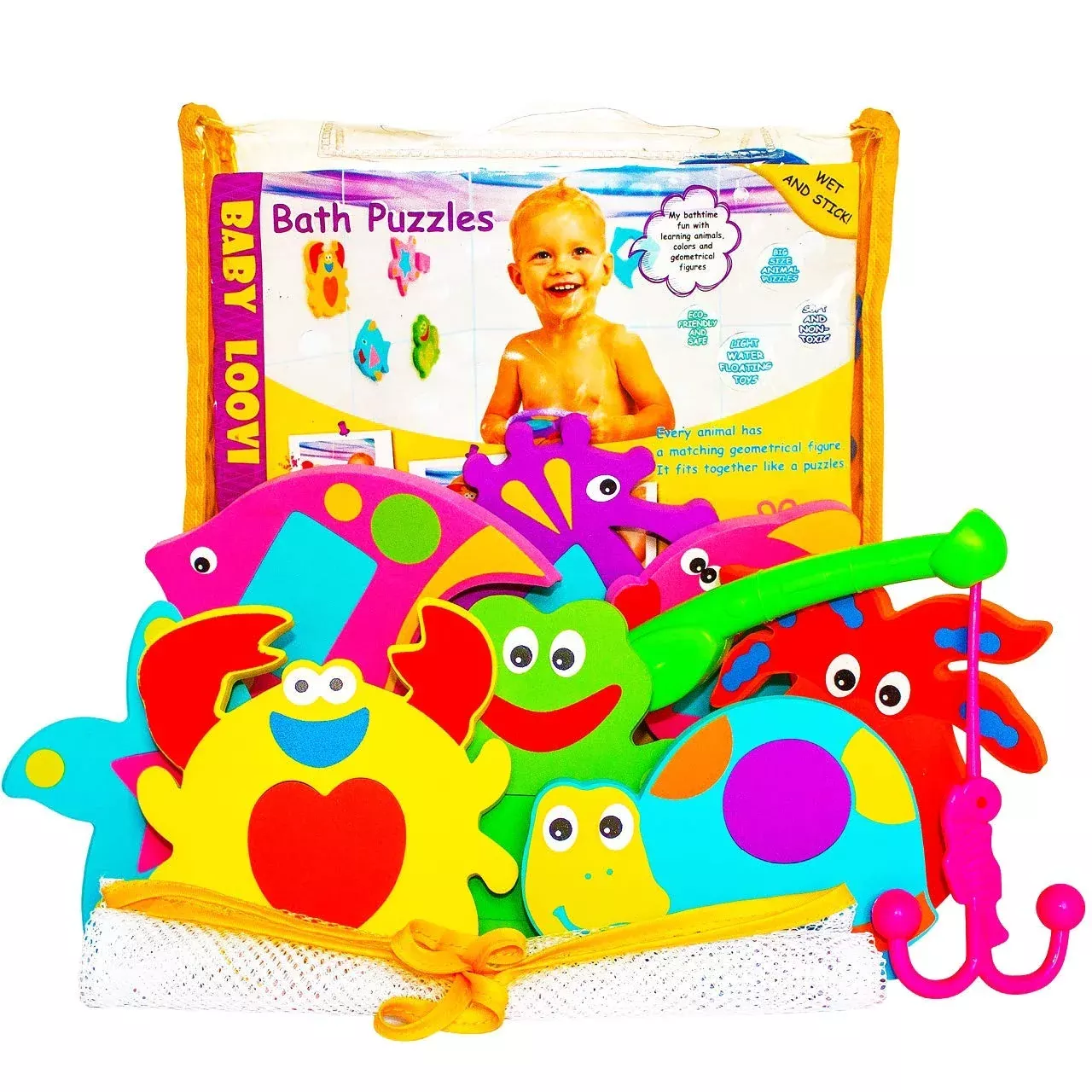 BABY LOOVI Foam Bath Toys Set for Toddlers, 16 Pieces, Multiple