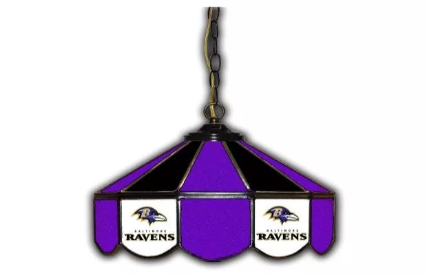 Baltimore Ravens 14 Inch Stained Glass Pub Light For Sale – Game Room Gorilla
