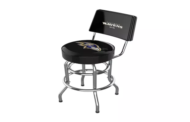 Baltimore Ravens Chrome Barstool With Back For Sale – Game Room Gorilla