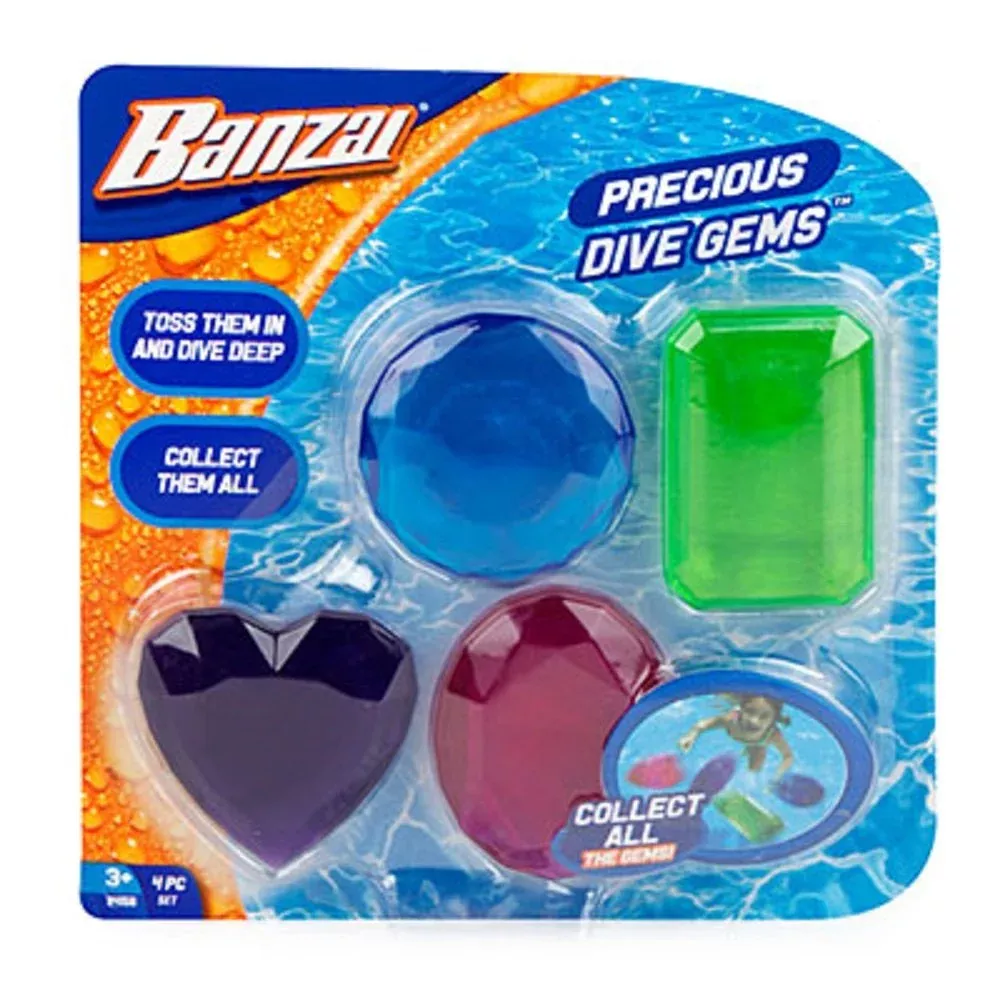 BANZAI Diving Toys for Swimming Pools, Multicolor Gems, Small, 4 pcs