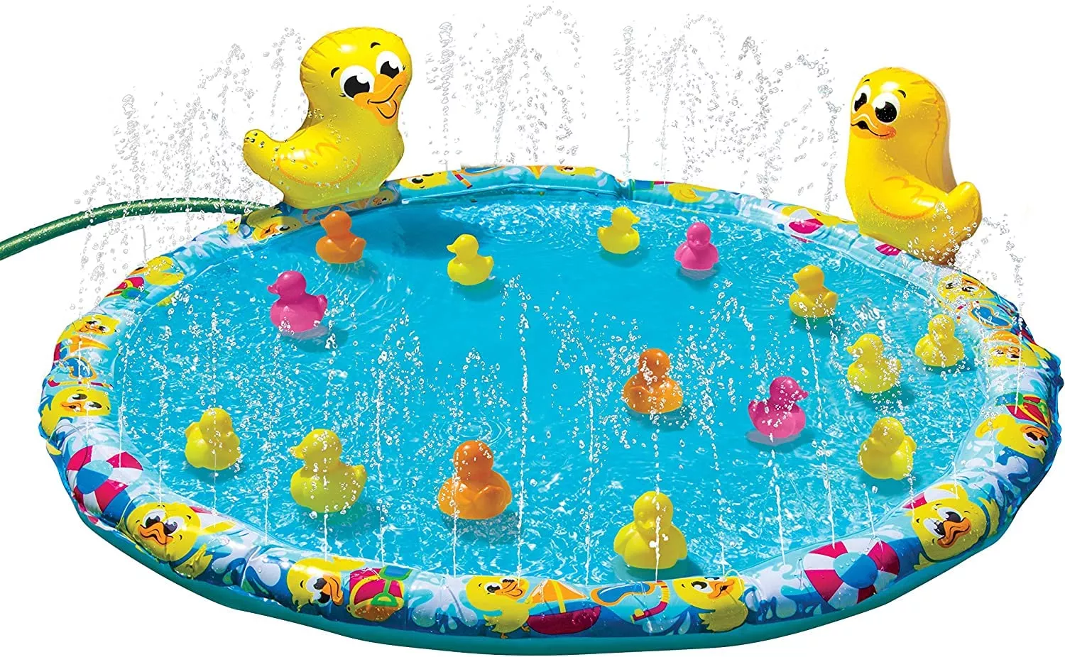 BANZAI Duck Duck Splash Inflatable Mat, 48" Multicolor, 15 Duck