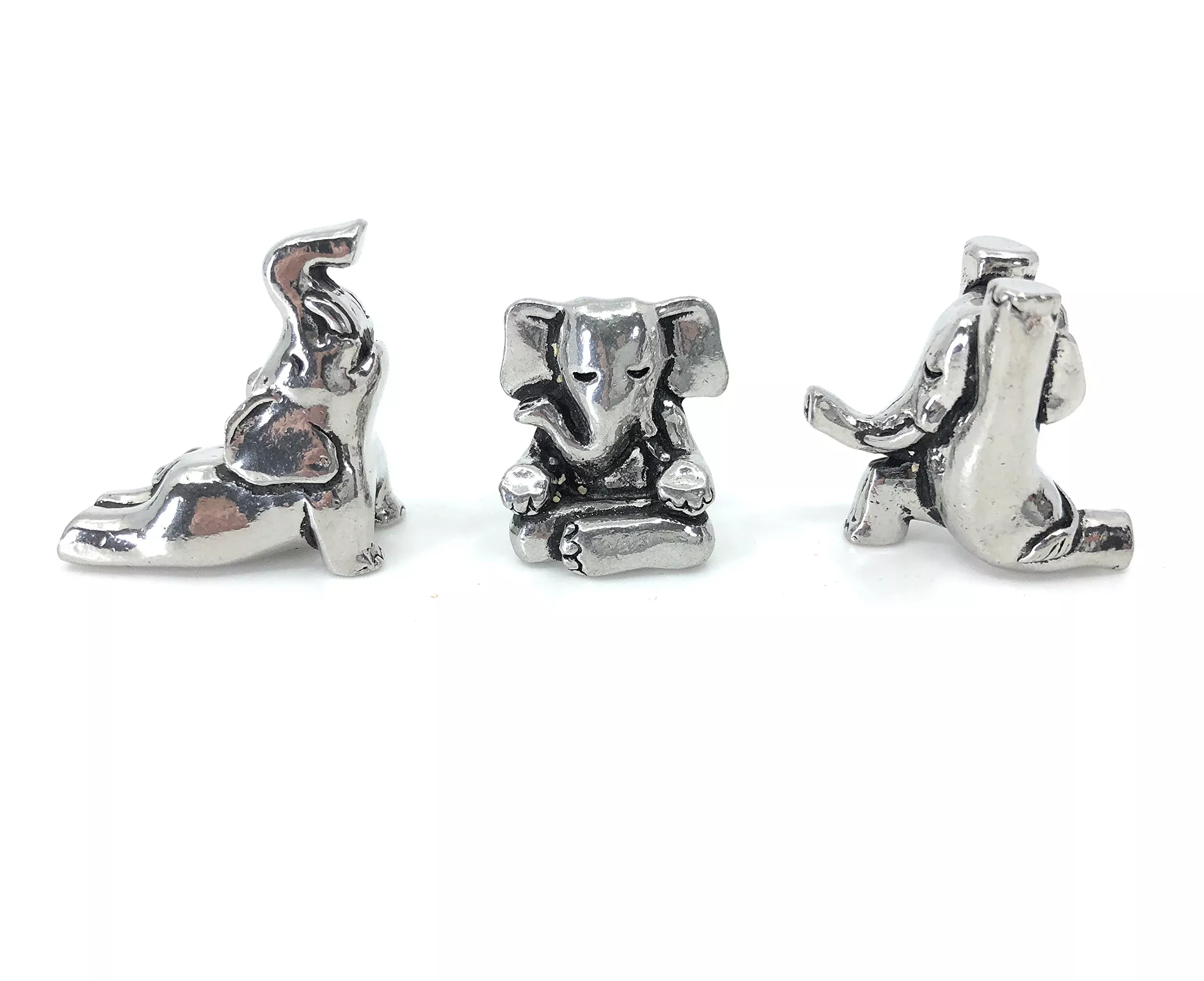 Basic Spirit Yoga Elephant Poses Pewter Miniature Figurines Namaste Meditation Zen Statue Gift