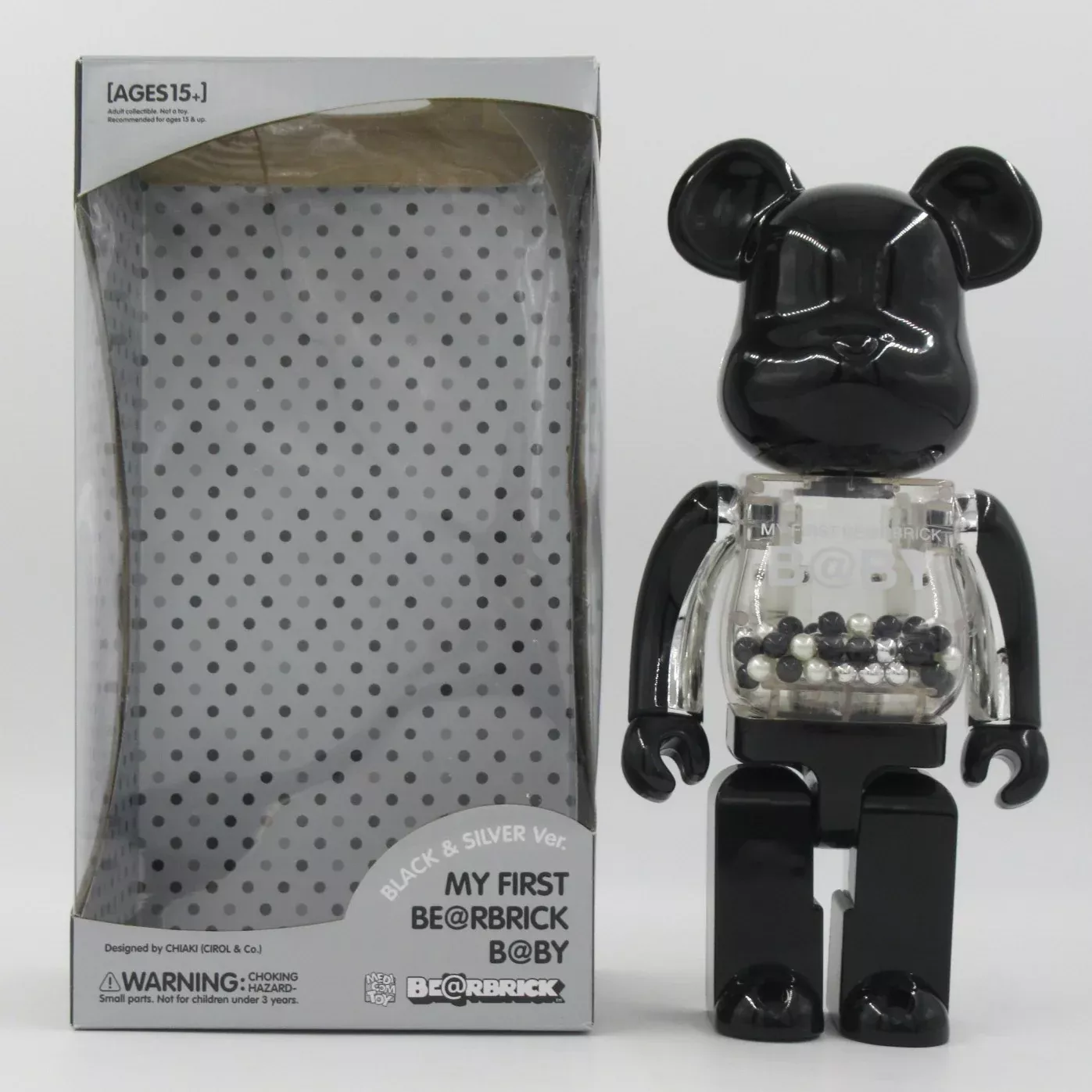 BEARBRICK My First Be@rbrick Baby Black & Silver 400% - Medicom Toy (2