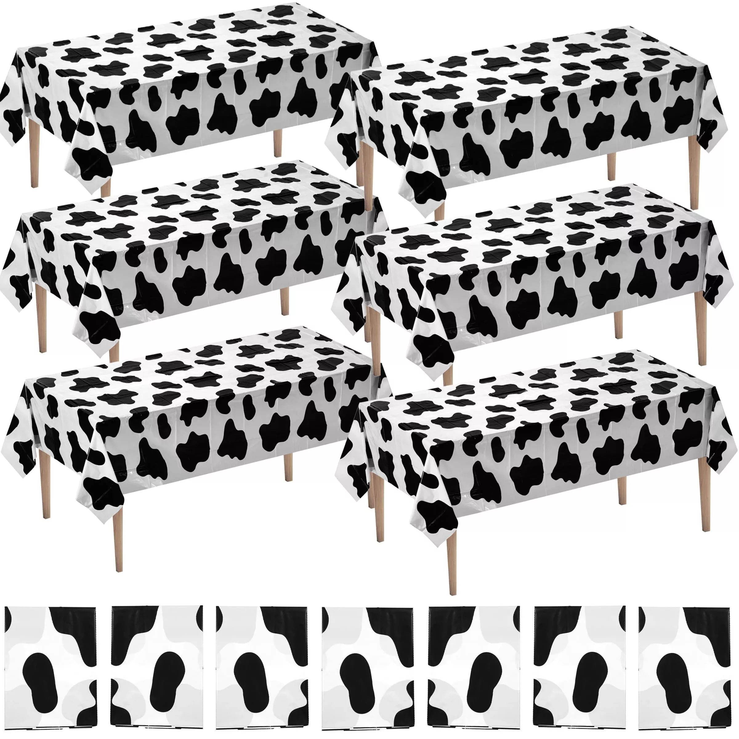 Bedwina Cow Print Tablecloths Set of 6, 54x72 Inch,