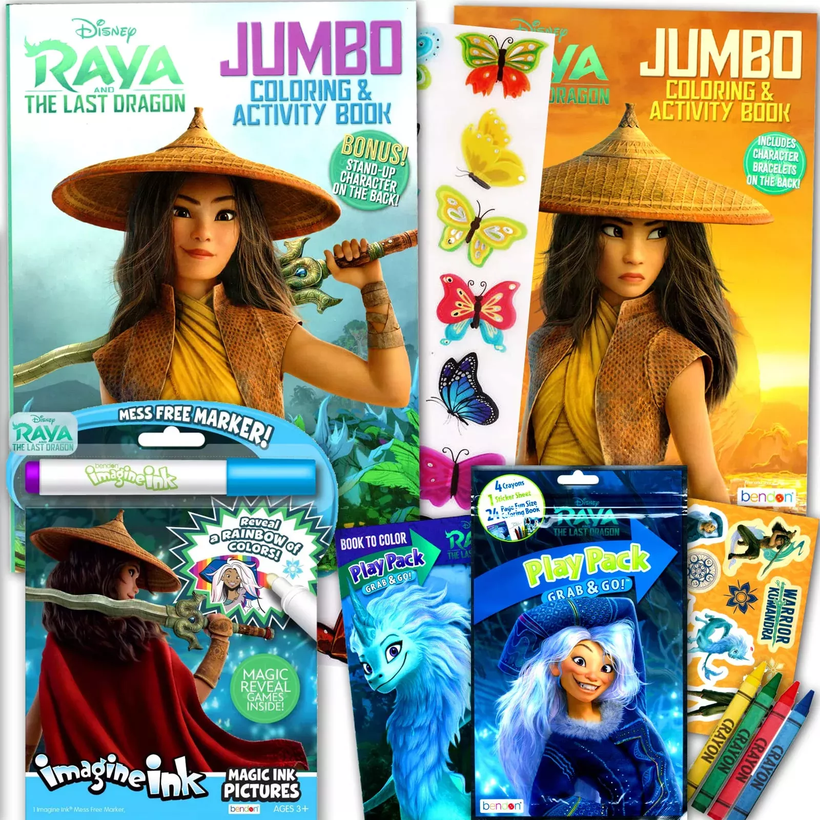Bendon Disney Raya and the Last Dragon Coloring Book Set, 5 Pieces