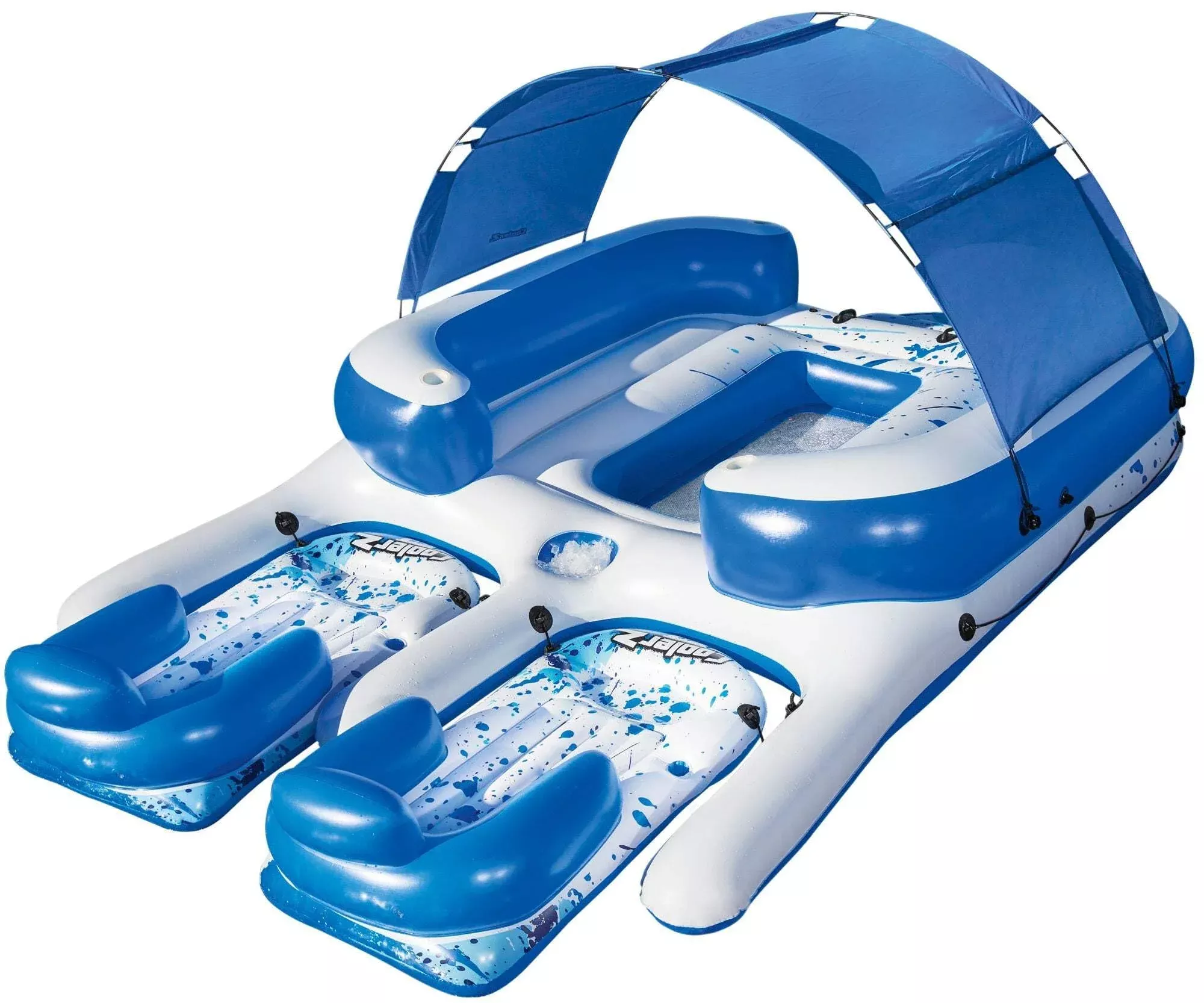 Bestway Inflatable Floating Island for 8, Blue, 11 ft x 9 ft