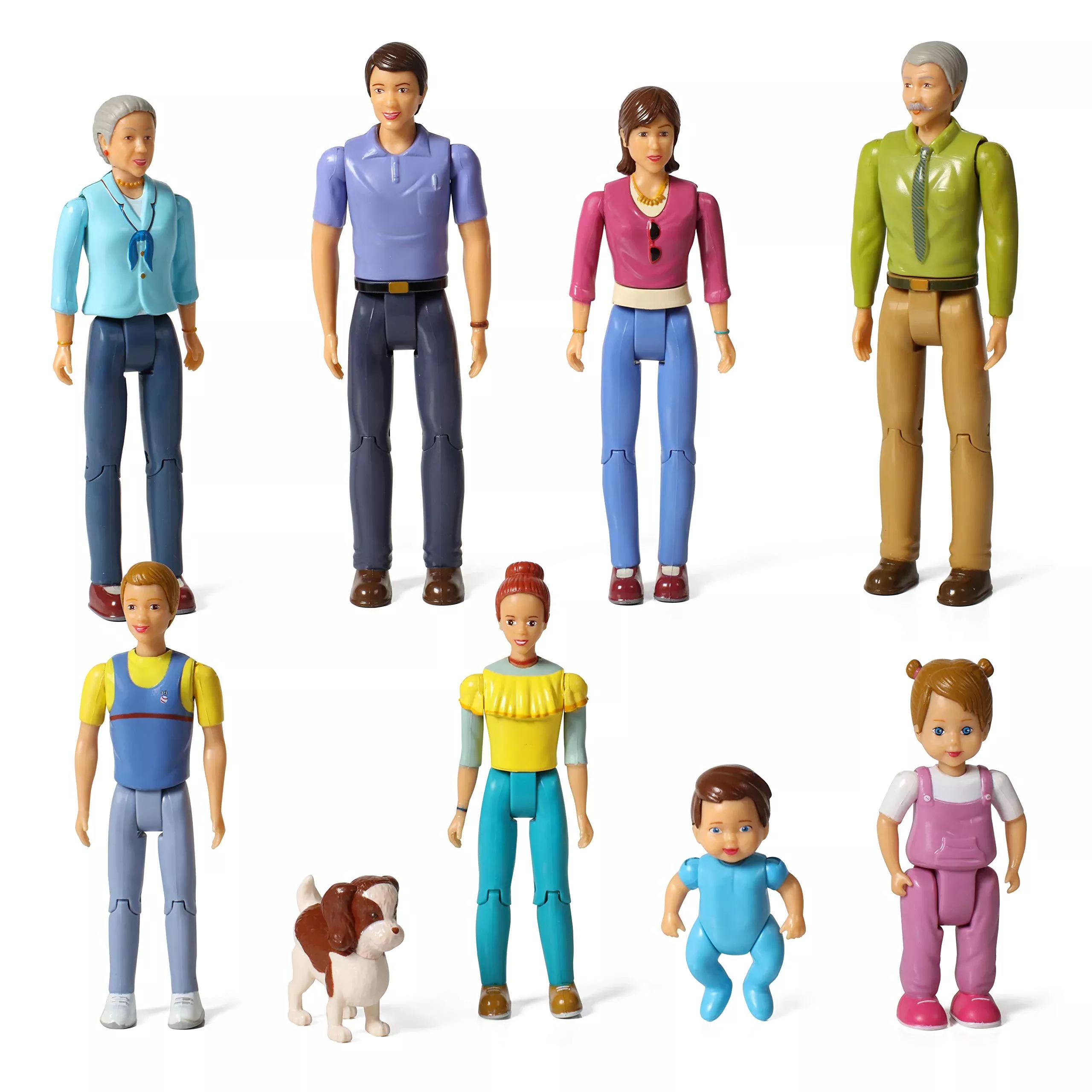 Beverly Hills Doll House Family Figures 9 Piece Set Multi_color