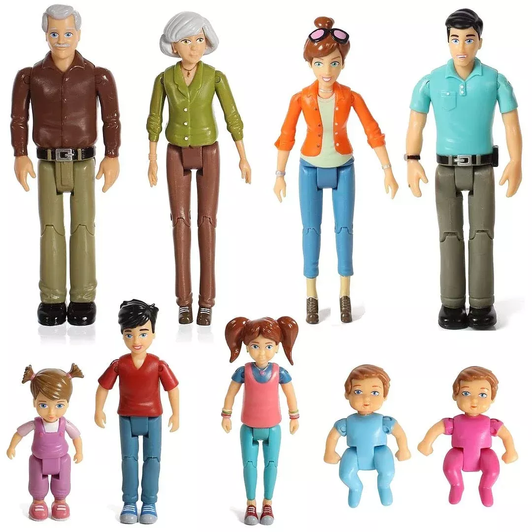 Beverly Hills Doll House Family Set, 9 Pieces, Pink, Poseable