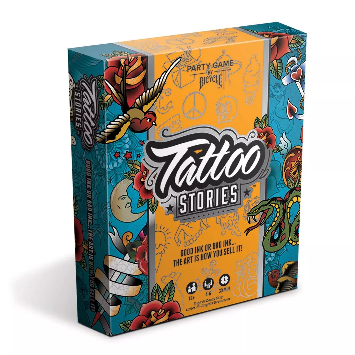 Bicycle Tattoo Stories Board Game for Drawing and Storytelling, Blue