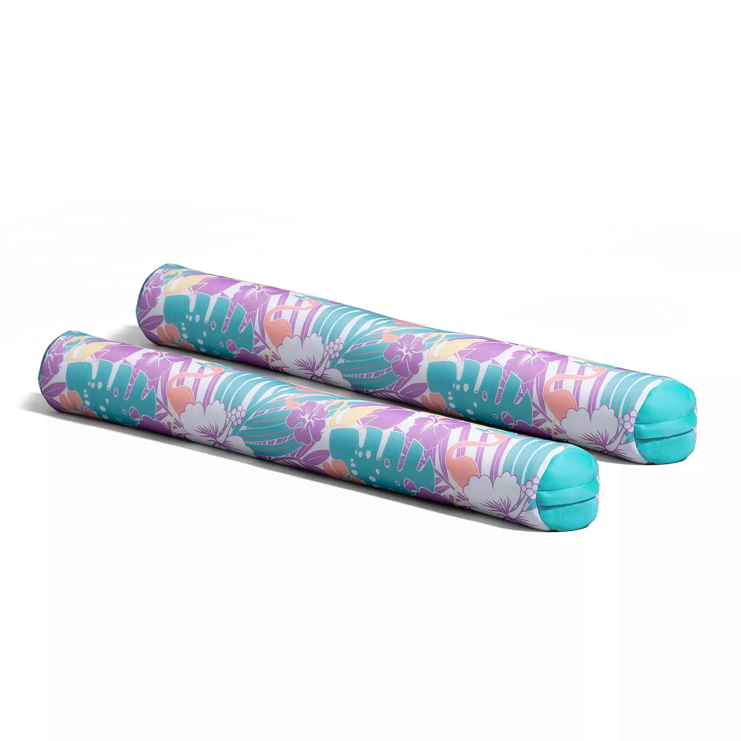 Big Joe Noodle 2 Pack No Inflation Needed Pool Floats, Tropical Hibiscus Aqua Double Sided Mesh, Quick Draining Fabric, Jumbo 4 Feet