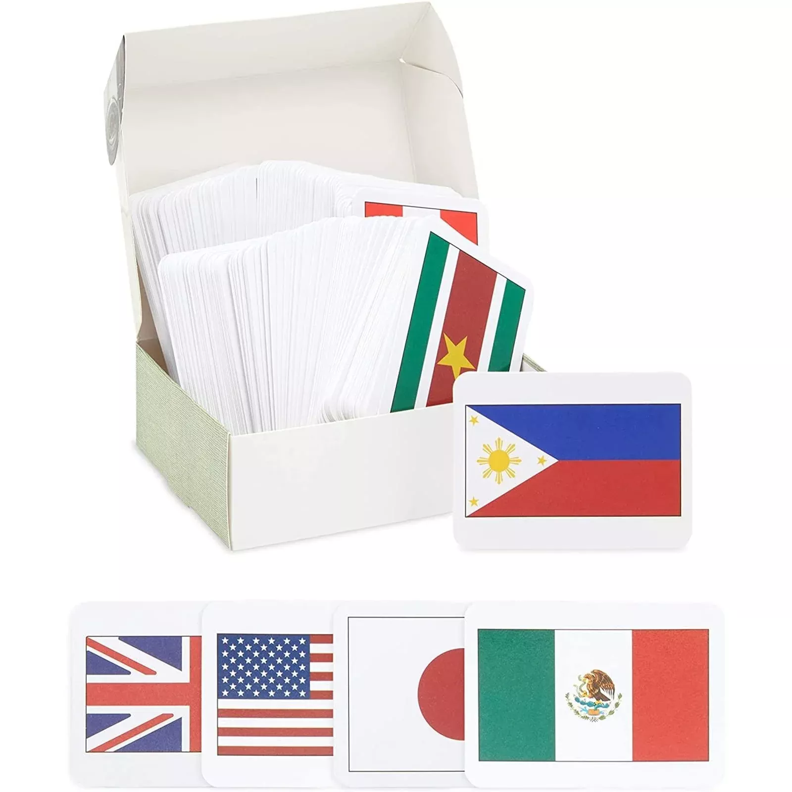 BLUE PANDA Country Flags Flash Cards for Kids, 205 Cards, 2.5 x
