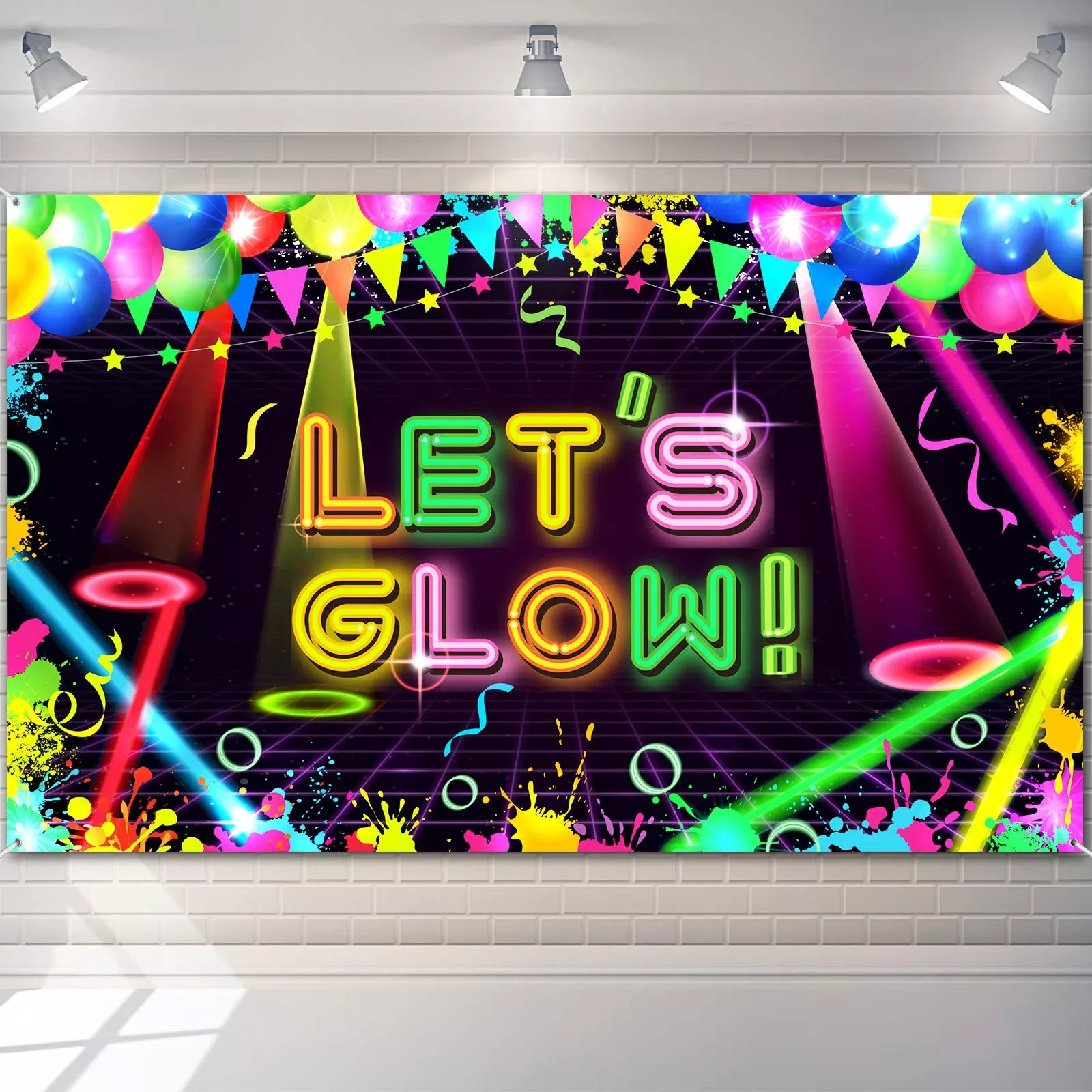 Boao Glow Neon Backdrop 5.9x3.6ft Multicolor for Parties