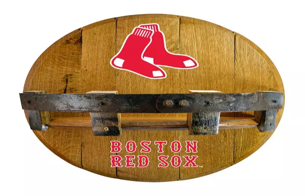 Boston Red Sox Oak Bar Shelf For Sale – Game Room Gorilla