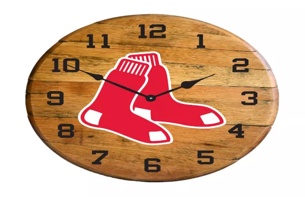 Boston Red Sox Oak Barrel Clock For Sale – Game Room Gorilla