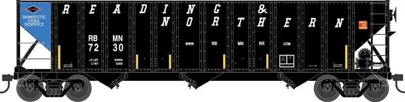 Bowser 43229 HO Scale 100 Ton 3-Bay Hopper Reading & Northern "Blue Panel" RBMN 7253