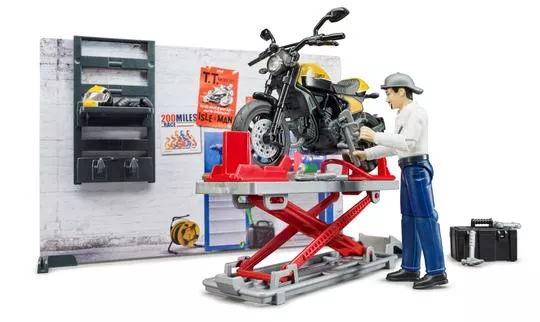 Bruder 62102 Bworld Ducati Full Throttle Motorcycle Service Playset