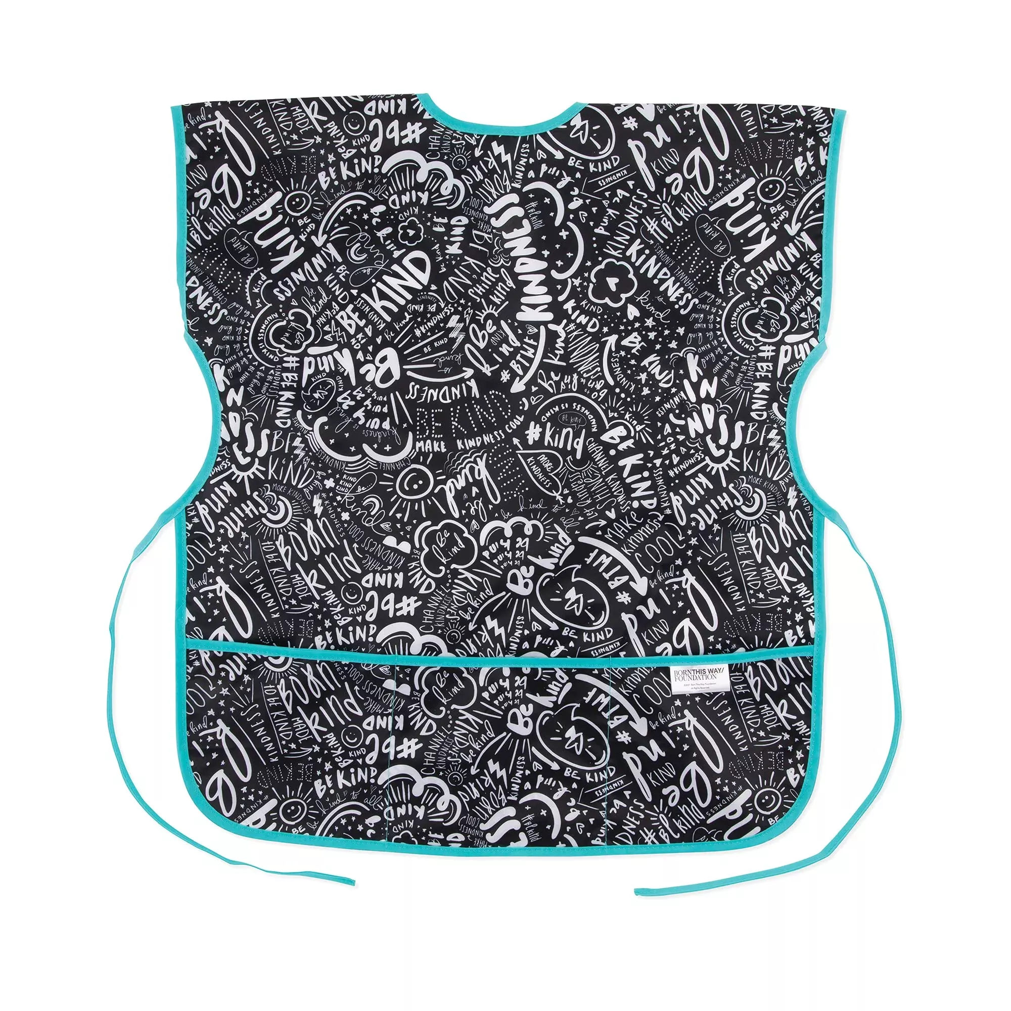 Bumkins Short Sleeve Smock, Toddler Reusable Waterproof Bib For Girls And Boys Age 3-7 Years, Junior Childrens, Kids Paint Apron, Arts, Crafts And Play With Pocket, Soft Fabric, Born This Way Be Kind