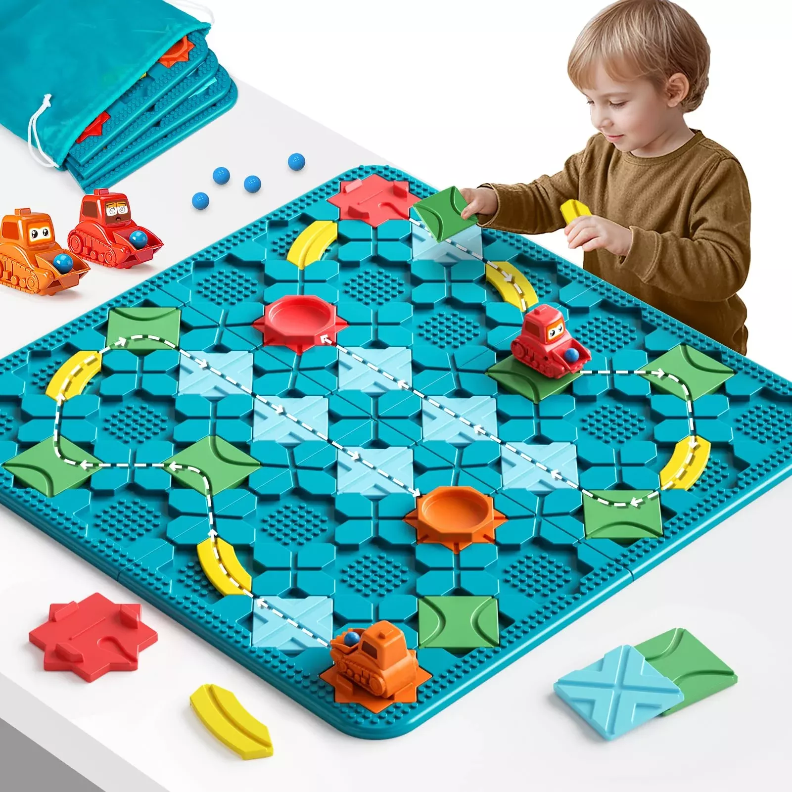 burgkidz Large Logical Road Puzzle Game for Kids - Turquoise