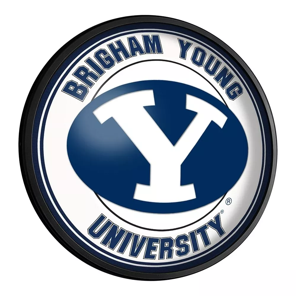 BYU Cougars: Round Slimline Lighted Wall Sign