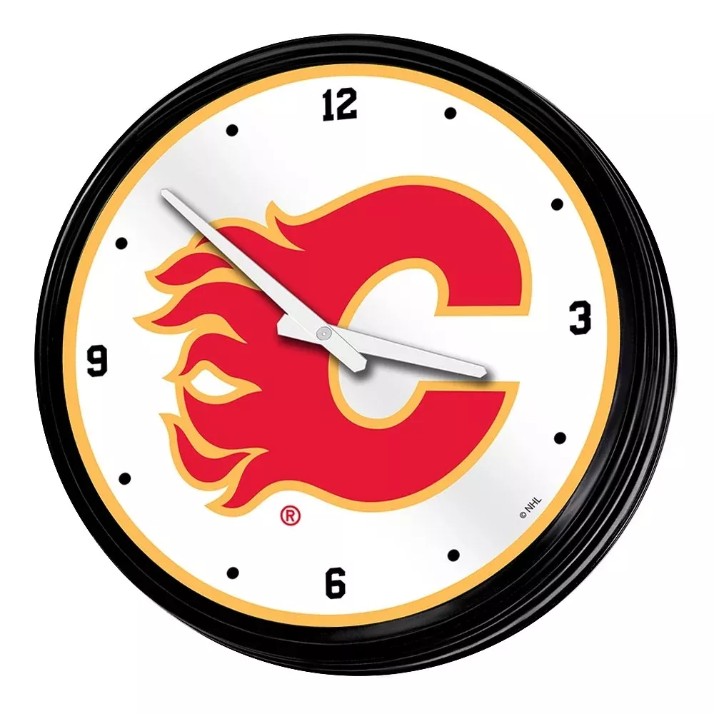 Calgary Flames: Retro Lighted Wall Clock