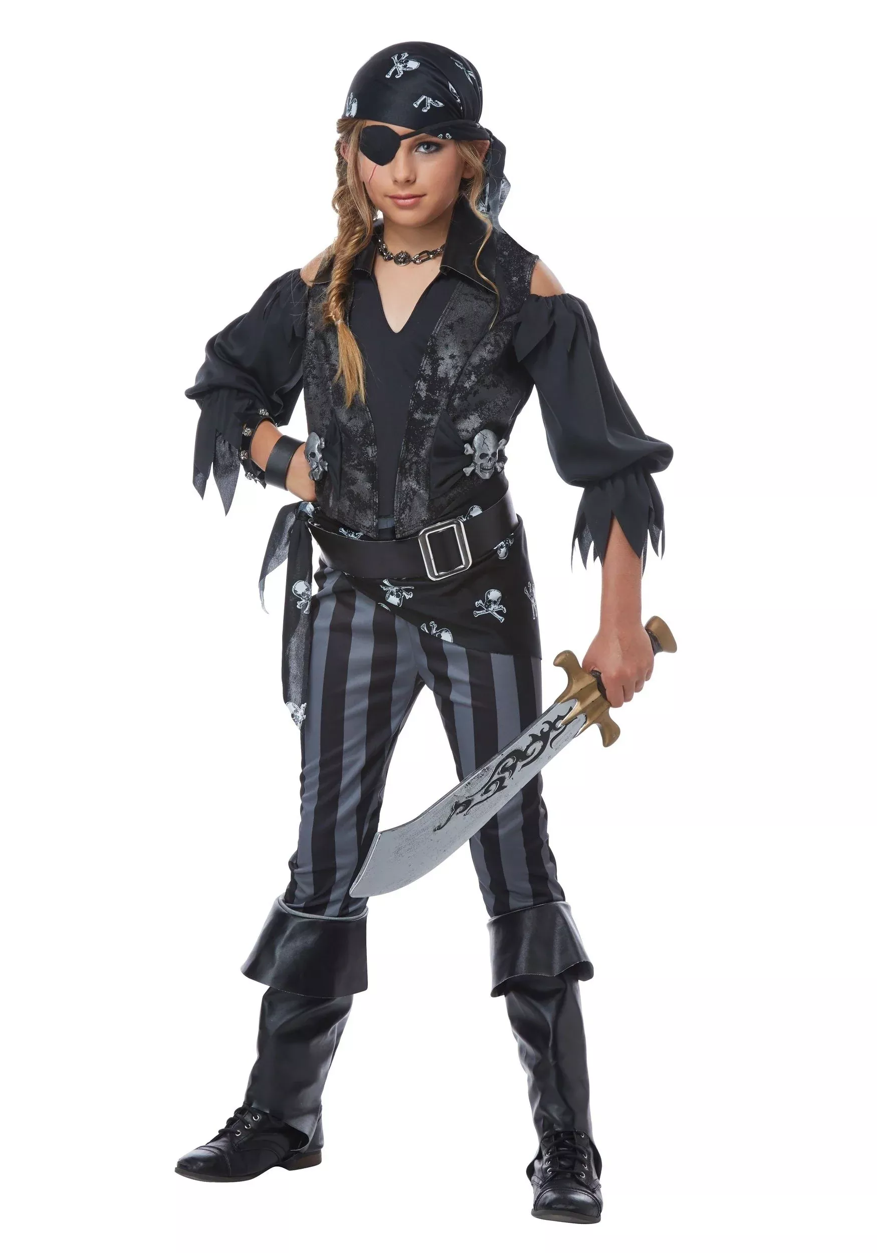 California Costumes Rebel Pirate Child Costume, Large, Black/Gray