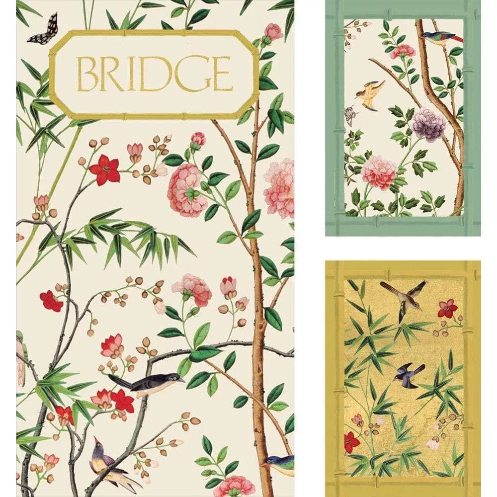 Caspari Bridge Gift Set Chinese Wallpaper Design, Blue, Regular Size