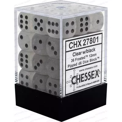 Chessex Dice: Frosted Clear/Black 36D6