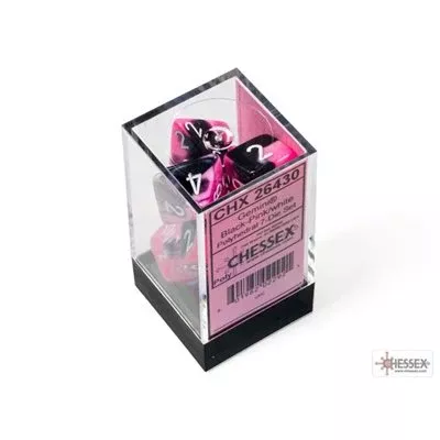 Chessex Dice: Gemini Black-White/Pink 7-Die Set